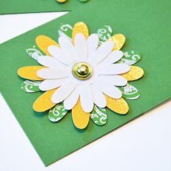Gift Tags - 6 Crazy Daisy Paper Flowers with Vintage Sequins